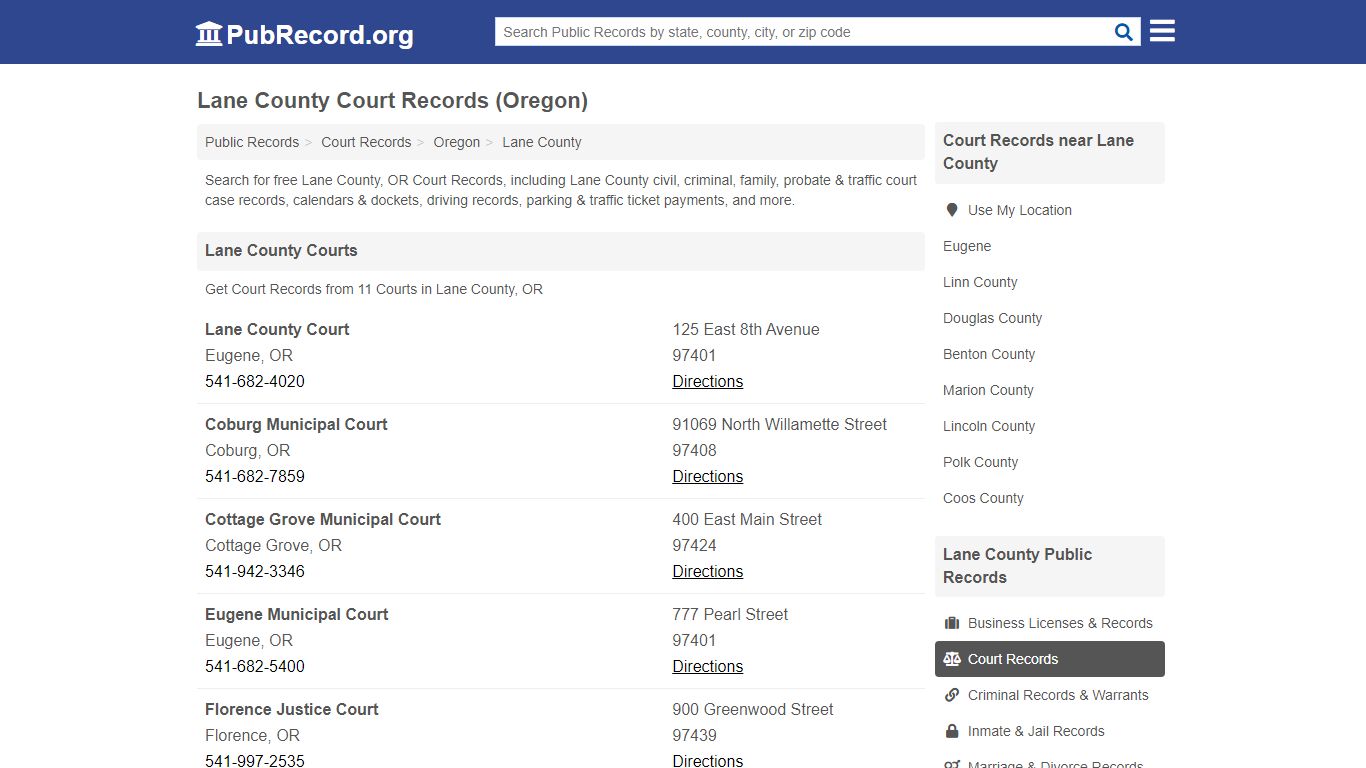 Free Lane County Court Records (Oregon Court Records)