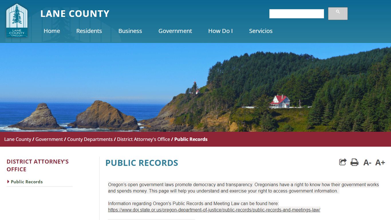 Public Records - Lane County